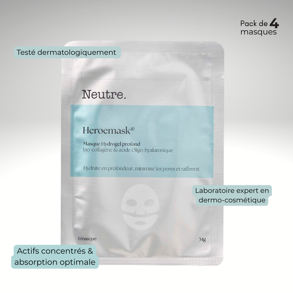 HeroeMask - Masque Bio collagène et à l’Acide Hyaluronique x4